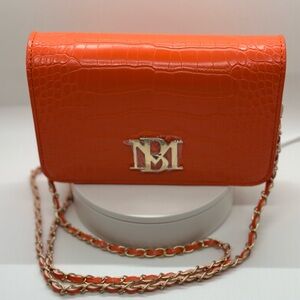 NWT!!! Badgley Mischka Orange Croc-Embossed Clutch